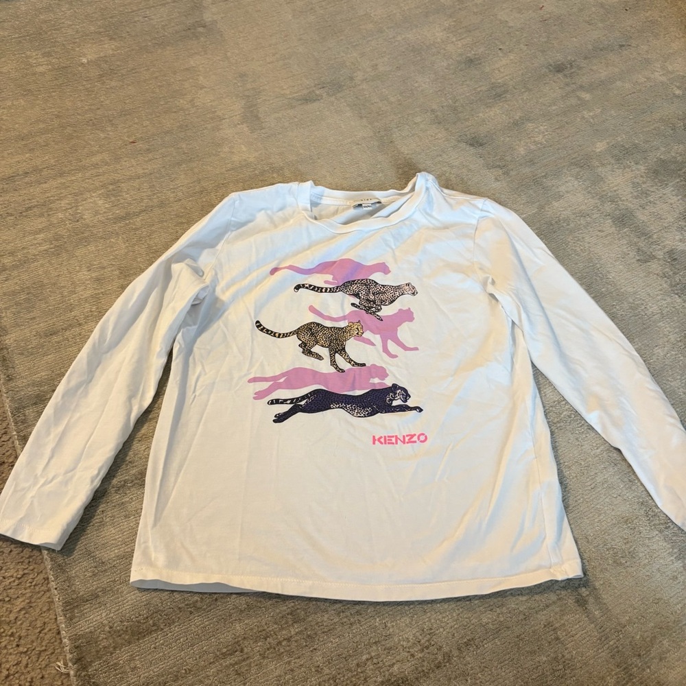 Kenzo Kids White and Pink Long Sleeve Tee